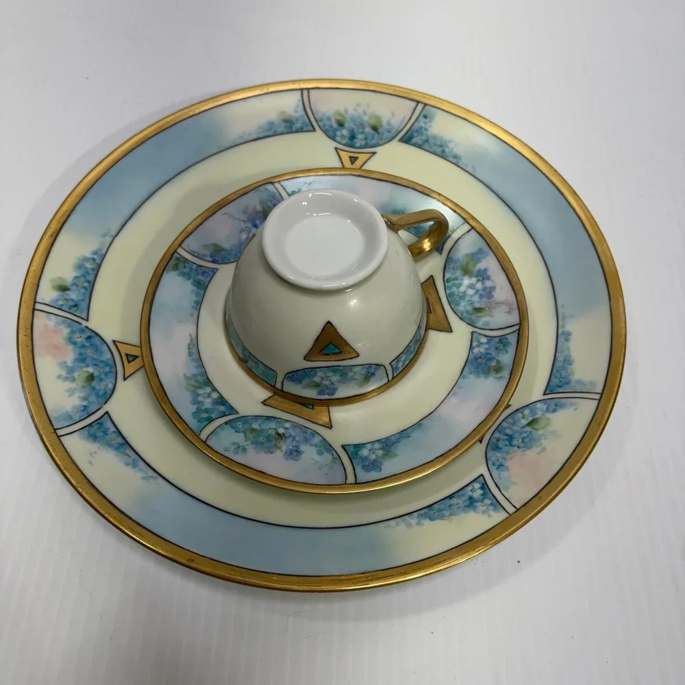Bareuther Waldsassen Thomas Bavaria Forget Me Not Tea Cup Saucer Plate Set 3pc